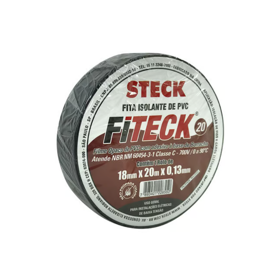 Fita Isolante Fiteck 0.13mm 700V 20 Metros Steck