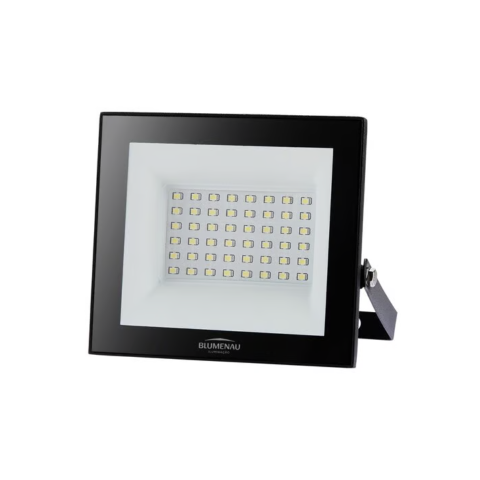 Refletor Com LED Preto 50W Luz Branca 12,5x13,8cm Play Bivolt IP65 Blumenau Iluminação