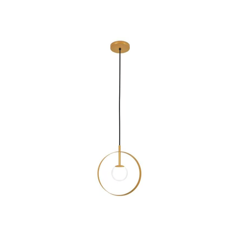 Kit 2 Luminárias Pendente Círculo Globo Vidro Mesa Dourado