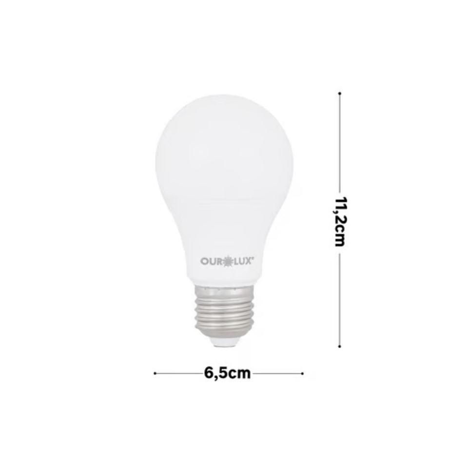 Lâmpada de LED E27 Bulbo 9W 800lm Luz Amarela Bivolt Ouro Lux