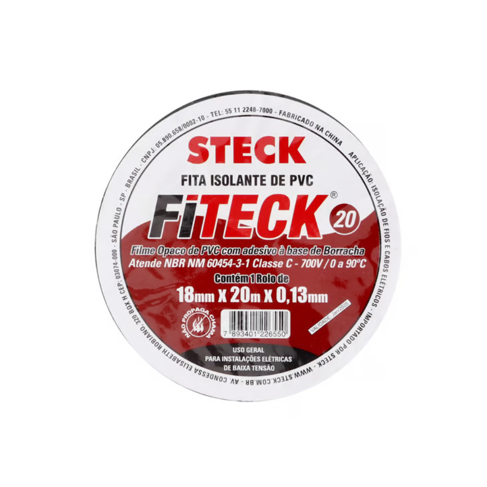 Fita Isolante Fiteck 0.13mm 700V 20 Metros Steck