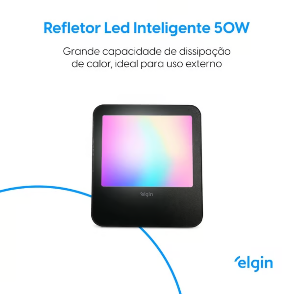 Refletor LED Inteligente 50W RGB +3000-6500K Bivolt Elgin